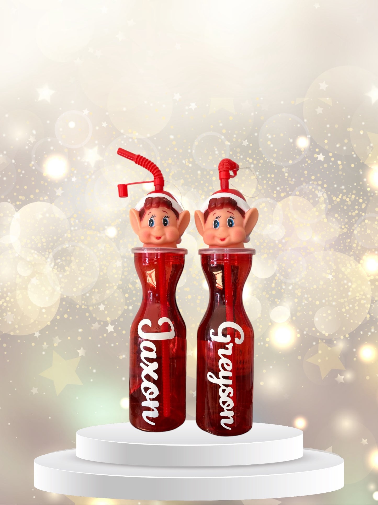 Christmas elf bottles personalised